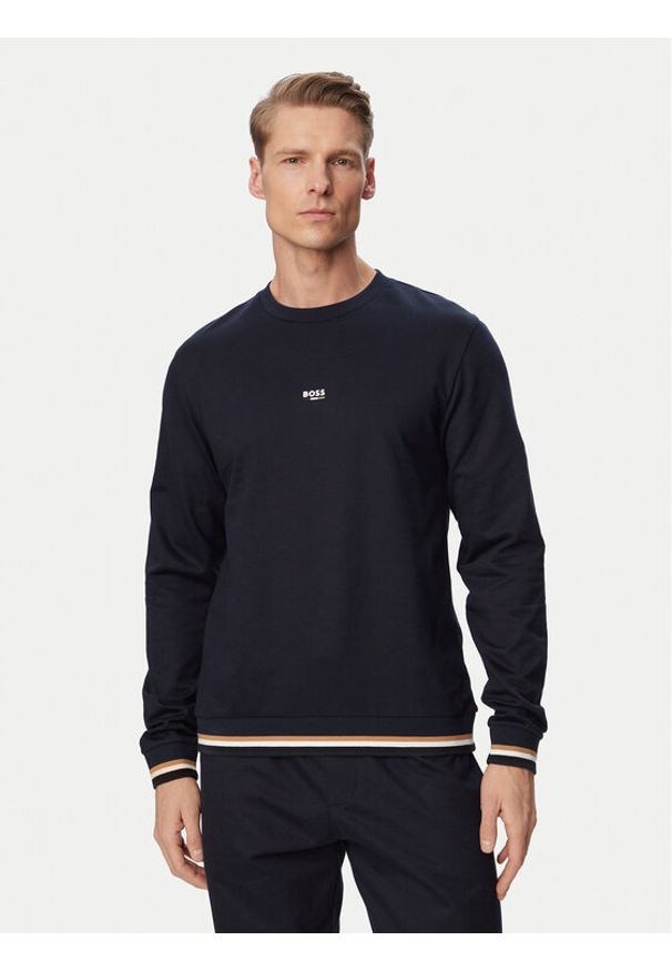 BOSS Bluza Iconic 50554836 Granatowy Regular Fit. Kolor: niebieski. Materiał: bawełna