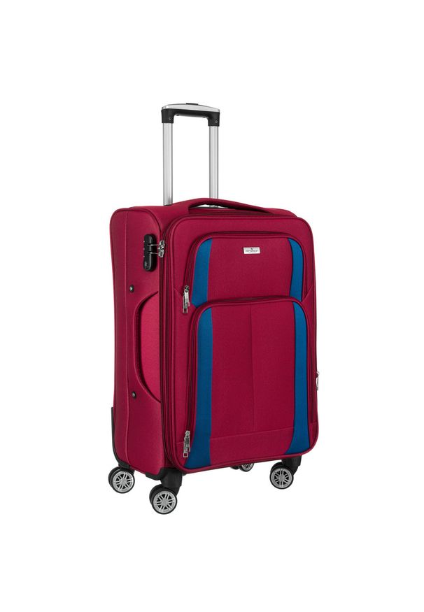 Walizka kabinowa z miękkiego materiału poliestrowego w czerwono-niebieskim kolorze Peterson PTN 5209-S. Kolor: niebieski, czerwony, wielokolorowy. Materiał: materiał, poliester