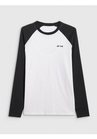 4f - 4F Longsleeve regular z nadrukiem męski - biały XXL. Kolor: biały. Długość rękawa: długi rękaw. Wzór: nadruk