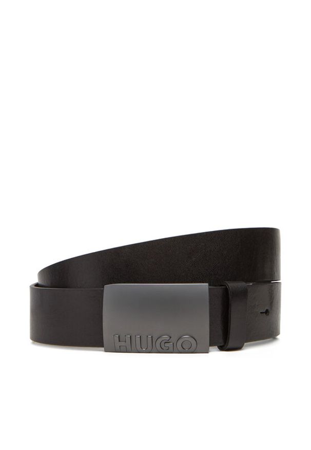 Hugo - HUGO Pasek Męski 50542501 Czarny. Kolor: czarny. Materiał: skóra