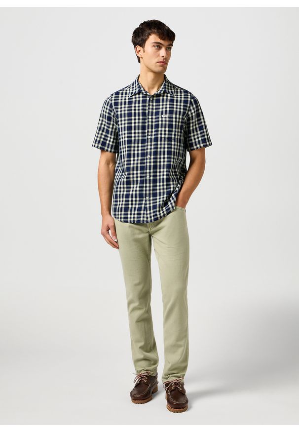 Wrangler - MESKA KOSZULA WRANGLER SS 1 PKT SHIRT CREPE INDIGO 112362902