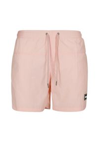 Urban Classics - Męskie Szorty Kąpielowe Block. Kolor: różowy. Styl: sportowy
