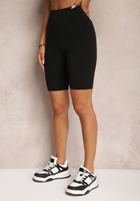 Renee - Czarne Szorty Kolarki High Waist z Gumką w Talii Xelfea. Stan: podwyższony. Kolor: czarny. Styl: sportowy
