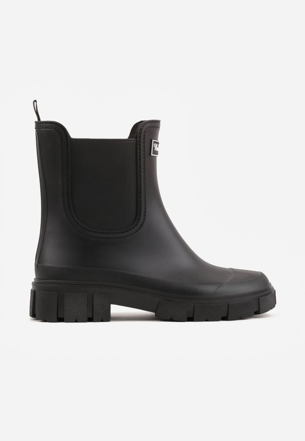 Born2be - Czarne Kalosze o Fasonie Sztybletów z Antypoślizgową Podeszwą Uemaeno. Okazja: na co dzień. Kolor: czarny. Materiał: jeans. Styl: casual, klasyczny