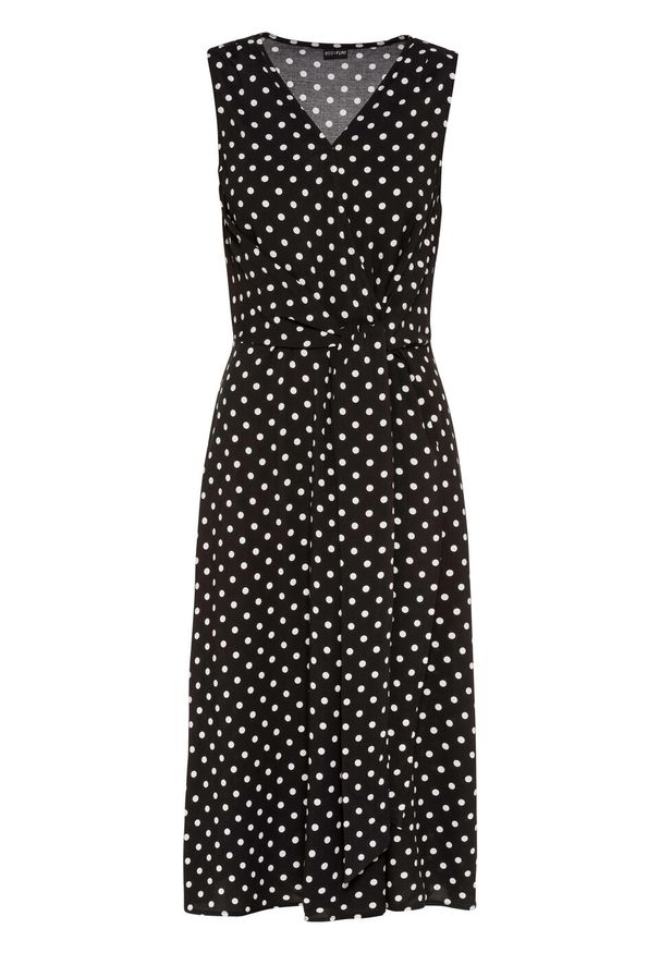 Sukienka z nadrukiem bonprix czarno-biały w kropki. Kolor: czarny. Wzór: kropki, nadruk