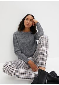 bonprix - Sweter melanżowy z okrągłym dekoltem. Kolor: szary. Materiał: dzianina. Wzór: melanż #1