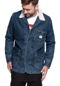Lee - KURTKA ZIMOWA LEE LONG LOCO SHERPA DARK WORN L88KRDEP 112123740. Materiał: jeans, materiał. Sezon: zima #8