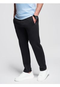 Ombre Clothing - Dresowe spodnie męskie z nogawką bez ściągacza - czarne V5 - Rozmiar: L. Kolor: czarny. Materiał: dresówka. Styl: sportowy