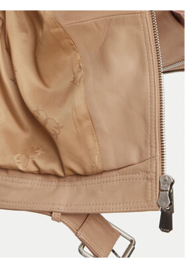 Pinko - PINKO Kurtka skórzana 103897 A21L Beżowy Regular Fit. Kolor: beżowy. Materiał: skóra