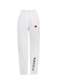 VICHER - Białe spodnie dresowe REBELL. Stan: podwyższony. Kolor: biały. Materiał: dresówka. Wzór: haft #3