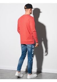 Ombre Clothing - Bluza męska bez kaptura B1149 - czerwona - XXL. Typ kołnierza: bez kaptura. Kolor: czerwony. Materiał: materiał, poliester, jeans, bawełna. Wzór: melanż