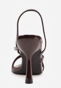 Born2be - Brązowe Sandały Eleganckie VICES na Szpilce z Lakierowanego Zamiennika Skóry ze Sprzączkami Mononice. Zapięcie: sprzączka. Kolor: brązowy. Materiał: lakier, skóra. Wzór: gładki. Obcas: na szpilce. Styl: elegancki #4