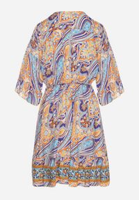 Born2be - Jasnoniebieska Sukienka z Bawełny z Frędzlami i Wzorem Boho Cleamora. Okazja: na co dzień. Typ kołnierza: dekolt w serek. Kolor: niebieski. Materiał: bawełna. Styl: boho #6