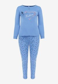 Renee - Niebieski Komplet Piżamowy z Bluzką i Spodniami z Polarową Podszewką Salunke. Kolor: niebieski. Materiał: polar. Długość: długie. Wzór: nadruk #1