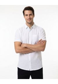 Weekendowa Koszula Męska z Kory Bawełnianej - Brave Soul - Biała. Kolor: biały. Materiał: bawełna. Styl: sportowy #2