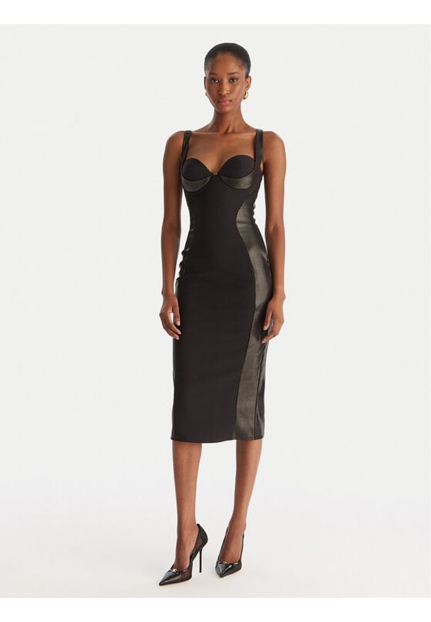 Elisabetta Franchi Sukienka koktajlowa AB-838-57E2-V480 Czarny Slim Fit. Kolor: czarny. Materiał: syntetyk. Styl: wizytowy