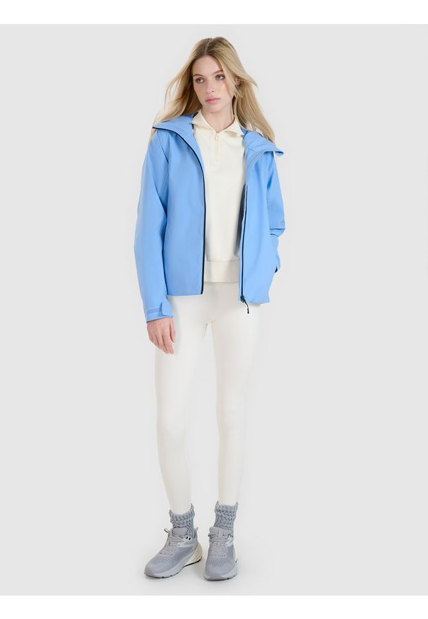4f - 4F Kurtka przejściowa membrana 5000 damska - niebieska S. Okazja: na co dzień. Typ kołnierza: kaptur. Kolor: niebieski. Materiał: materiał, syntetyk, tkanina, dzianina. Styl: sportowy, klasyczny, casual