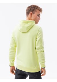 Ombre Clothing - Bluza męska z kapturem BASIC - limonkowa V8 - Rozmiar: XL. Typ kołnierza: kaptur. Kolor: żółty. Materiał: poliester, bawełna. Styl: klasyczny #4