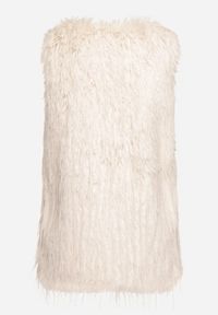 Born2be - Jasnobeżowa Kamizelka Futrzana ze Wsuwanymi Kieszeniami Venzira. Okazja: na co dzień. Kolor: beżowy. Materiał: futro. Wzór: aplikacja. Styl: casual, elegancki #4