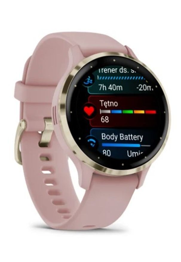 GARMIN - Garmin Venu 3s jasnozłota ramka z paskiem w kolorze dust rose. Kolor: złoty. Styl: casual, sportowy