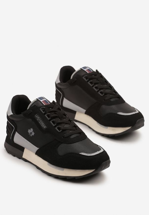 Born2be - Czarne Buty Sportowe Sneakersy z Ozdobnymi Wstawkami Vevilira. Okazja: na co dzień. Kolor: czarny. Materiał: jeans