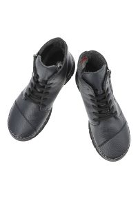 Niebieskie Botki Rieker Ocieplane Obuwie Damskie. Okazja: na spacer, na co dzień. Zapięcie: sznurówki. Kolor: niebieski. Materiał: skóra. Styl: casual, klasyczny #6