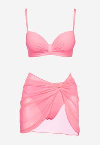 Born2be - Różowe Bikini Biustonosz z Marszczeniem i Majtki Figi z Dodatkowym Paero Ulosora. Kolor: beżowy #4