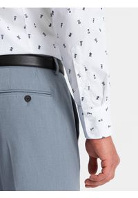 Ombre Clothing - Męska koszula bawełniana we wzory SLIM FIT - biała V2 - Rozmiar: S. Kolor: biały. Materiał: bawełna. Styl: klasyczny #4