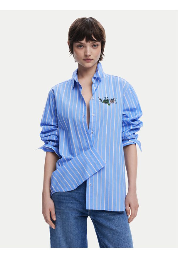 Desigual Koszula Dont Do It 25SWCW16 Niebieski Loose Fit. Kolor: niebieski. Materiał: bawełna