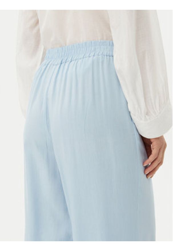 Pieces Kuloty Pia 17154737 Błękitny Wide Leg. Kolor: niebieski. Materiał: len