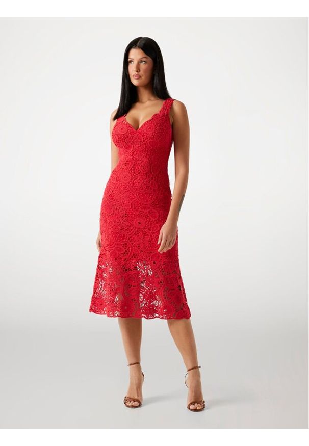 Guess Sukienka 175957 Czerwony Classic Fit. Kolor: czerwony