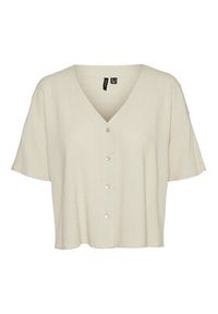 Vero Moda Bluzka Jesmilo 10279696 Beżowy jasny Regular Fit. Kolor: beżowy. Materiał: len, wiskoza #3