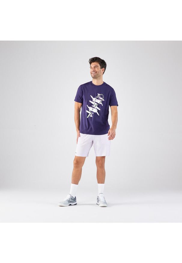 ARTENGO - Koszulka tenisowa męska Artengo TTS Soft. Kolor: zielony, fioletowy, wielokolorowy. Materiał: materiał, elastan, bawełna, lyocell. Sport: tenis