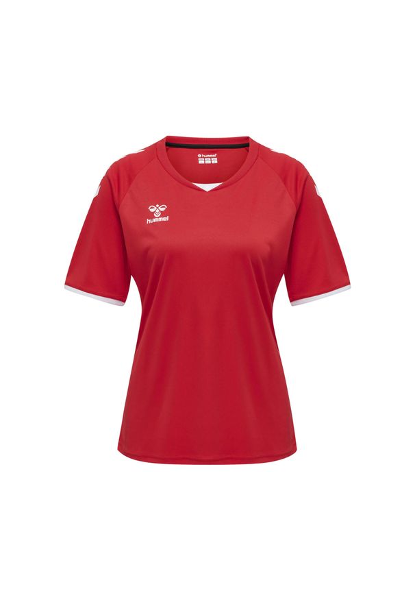 Koszulka damska Hummel hmlhmlCORE volley. Kolor: różowy, czerwony, wielokolorowy. Długość rękawa: krótki rękaw. Długość: krótkie. Sport: piłka nożna