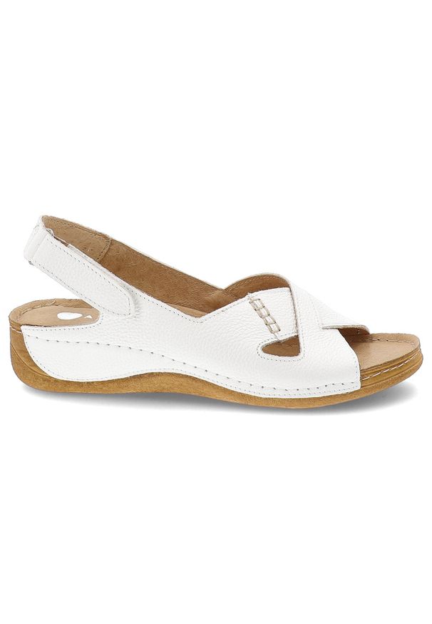 Białe Sandały Armodo Modne Obuwie Damskie. Okazja: na co dzień. Zapięcie: pasek. Kolor: biały. Materiał: skóra. Sezon: lato. Styl: casual, elegancki, klasyczny