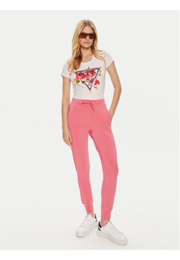 Guess T-Shirt W4YI71 J1314 Różowy Regular Fit. Kolor: różowy. Materiał: bawełna