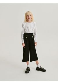 Reserved - Spodnie z szeroką nogawką - czarny. Kolor: czarny. Materiał: bawełna, dzianina #1