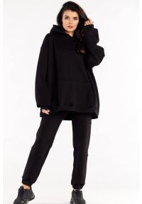 Infinite You - Bluza oversize z kapturem bawełniana czarna. Okazja: na co dzień. Typ kołnierza: kaptur. Kolor: czarny. Materiał: bawełna. Styl: casual #1