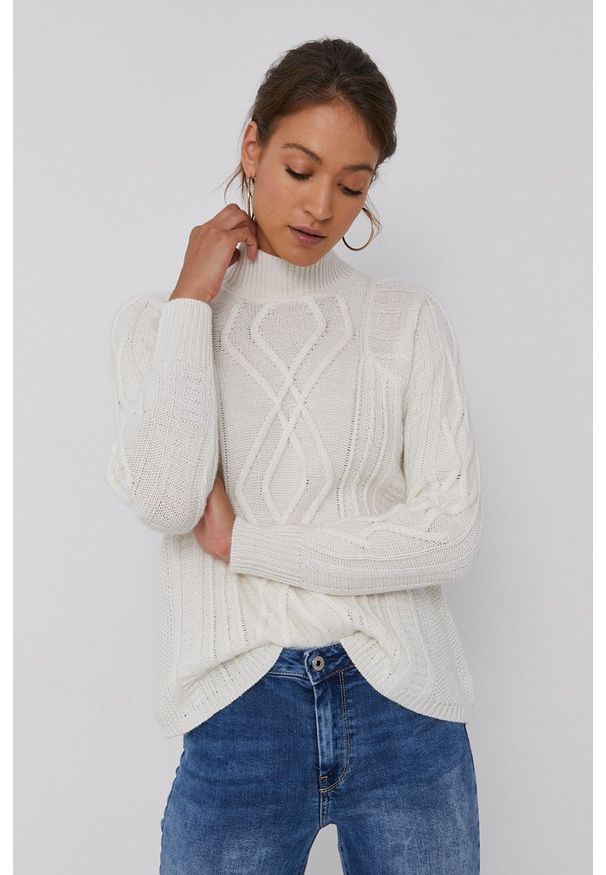 Pennyblack - Sweter. Okazja: na co dzień. Kolor: biały. Długość rękawa: długi rękaw. Długość: długie. Wzór: ze splotem. Styl: casual