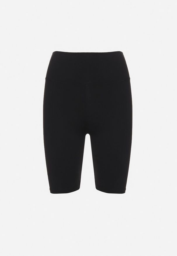 Born2be - Czarne Szorty Typu Kolarki z Wysokim Stanem i Gumką w Pasie Velfea. Okazja: na spacer. Stan: podwyższony. Kolor: czarny. Sezon: lato. Styl: sportowy