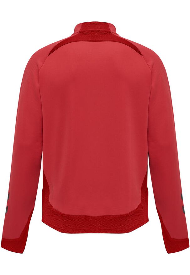 Dziecięca bluza dresowa z półzamkiem Hummel Lead. Kolor: czerwony, różowy, wielokolorowy. Materiał: dresówka. Wzór: jodełka, nadruk