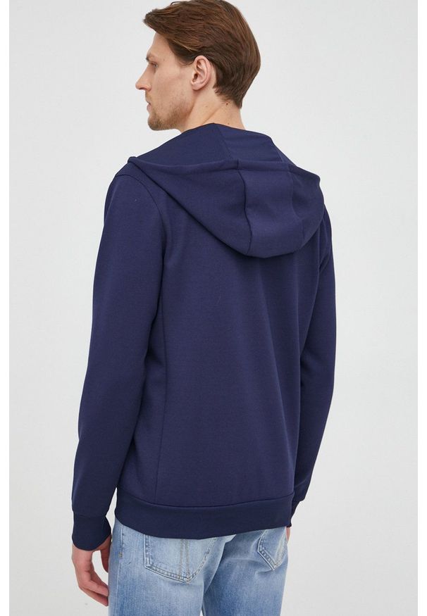 Lyle & Scott bluza męska kolor granatowy z kapturem gładka. Okazja: na co dzień. Typ kołnierza: kaptur. Kolor: niebieski. Materiał: dzianina, materiał, włókno. Wzór: gładki. Styl: casual