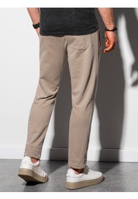 Ombre Clothing - Spodnie męskie dresowe P946 - beżowe - XXL. Kolor: beżowy. Materiał: dresówka #3