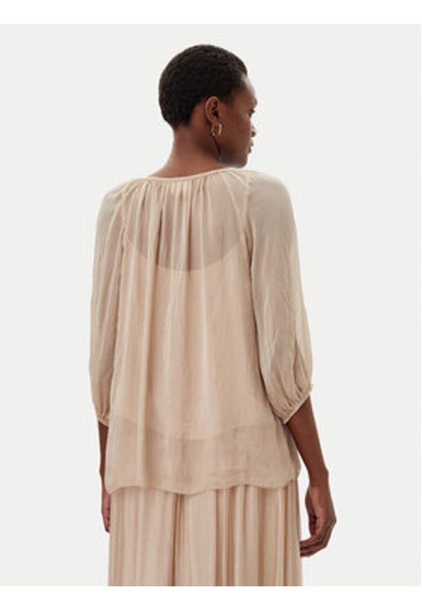 ViCOLO Bluzka TD0020 Beżowy Loose Fit. Kolor: beżowy. Materiał: wiskoza, jedwab