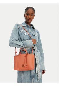 Pinko - PINKO Torebka Carrie Shopper Classic AI 24-25 PLTT 102833 Pomarańczowy. Kolor: pomarańczowy. Materiał: skórzane