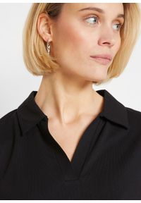 bonprix - Koszulka z otwartym kołnierzykiem polo. Typ kołnierza: polo. Kolor: czarny #3