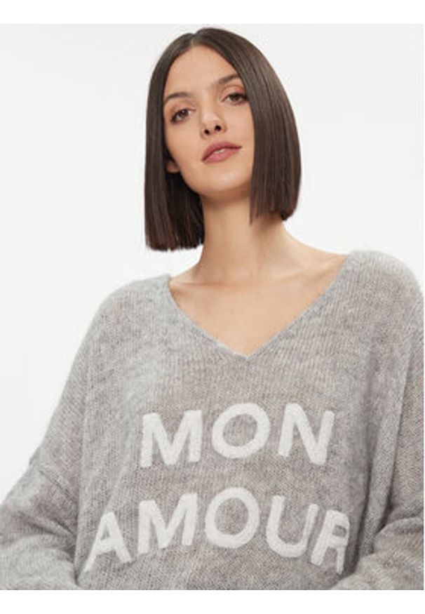 Kontatto Sweter 3M1200 Szary Oversize. Kolor: szary. Materiał: syntetyk