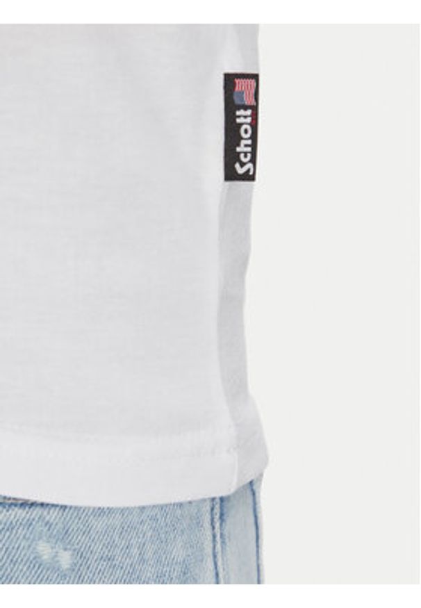 Schott NYC T-Shirt TSCASUALV Biały Regular Fit. Kolor: biały. Materiał: bawełna
