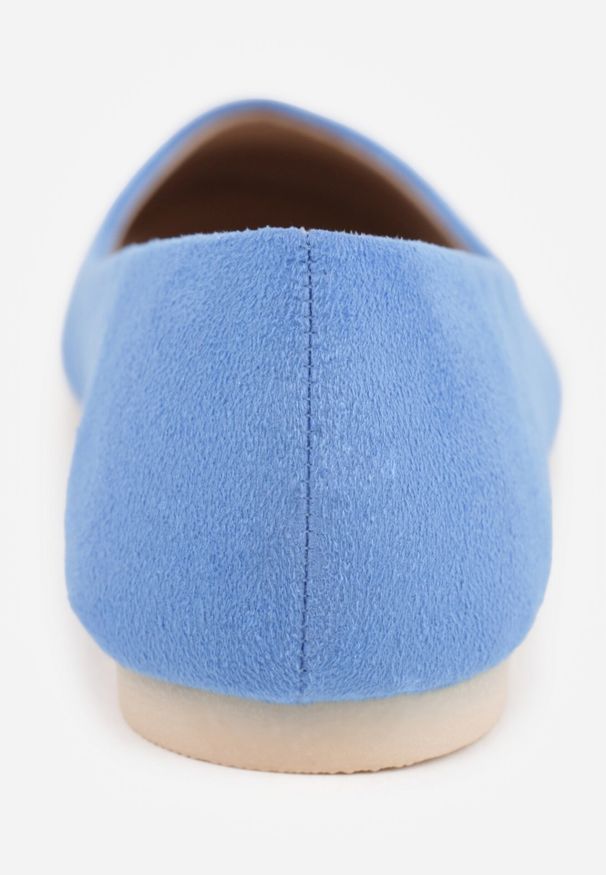 Born2be - Niebieskie Balerinki z Imitacji Zamszu z Okrągłym Noskiem Garneli. Okazja: na co dzień, na spacer. Nosek buta: okrągły. Kolor: niebieski. Materiał: zamsz. Sezon: wiosna, jesień. Styl: wizytowy, casual, klasyczny, elegancki