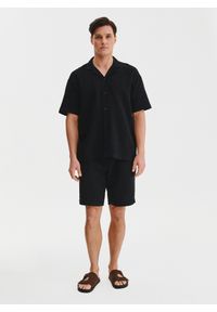 Pako Lorente - Bawełniana koszula męska w kolorze czarnym. Okazja: na co dzień. Kolor: czarny. Materiał: bawełna. Długość rękawa: krótki rękaw. Długość: krótkie. Sezon: lato. Styl: casual #9